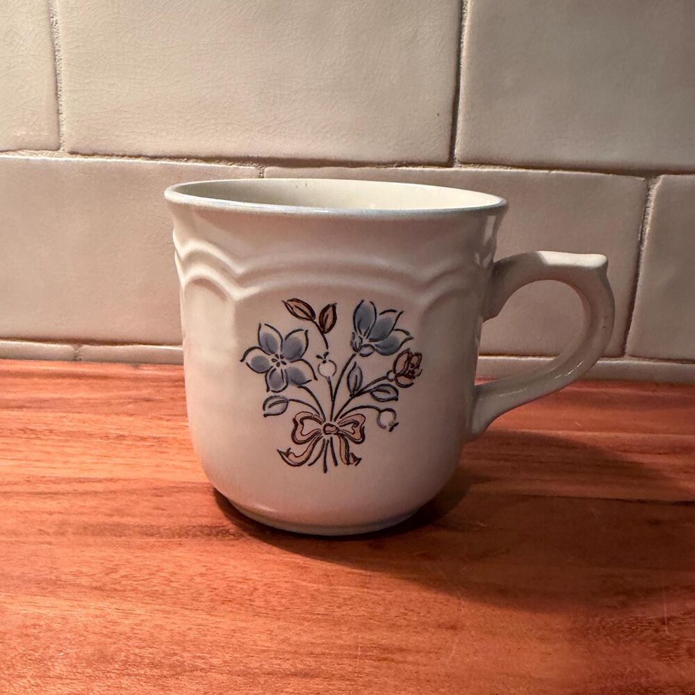Vintage Cordella Stoneware Mug Bluet Pattern Japan, Blue Floral Bouquet